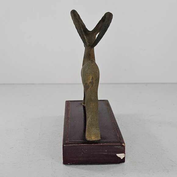 Vintage Brass Ram Ibex Goat Sculpture On Wooden Base - Picture 4 of 8